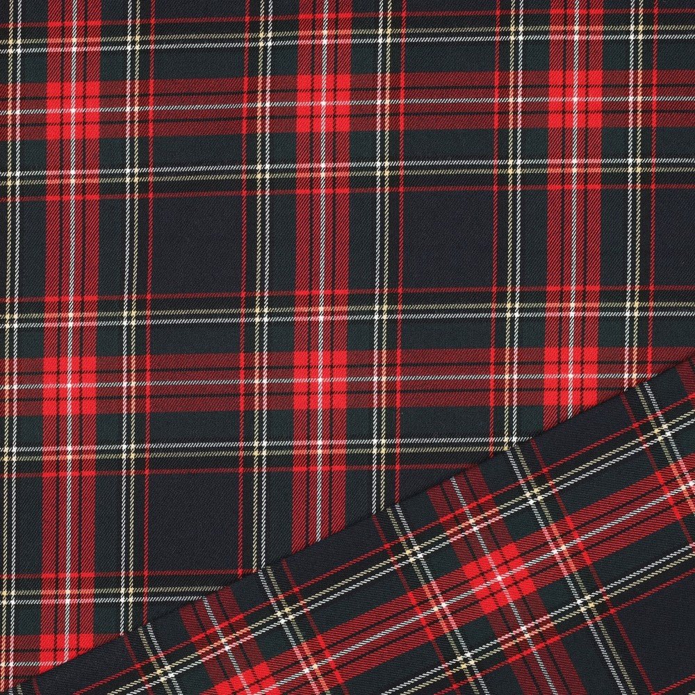 Suiting fabric - black, red checkered 230 g/m²