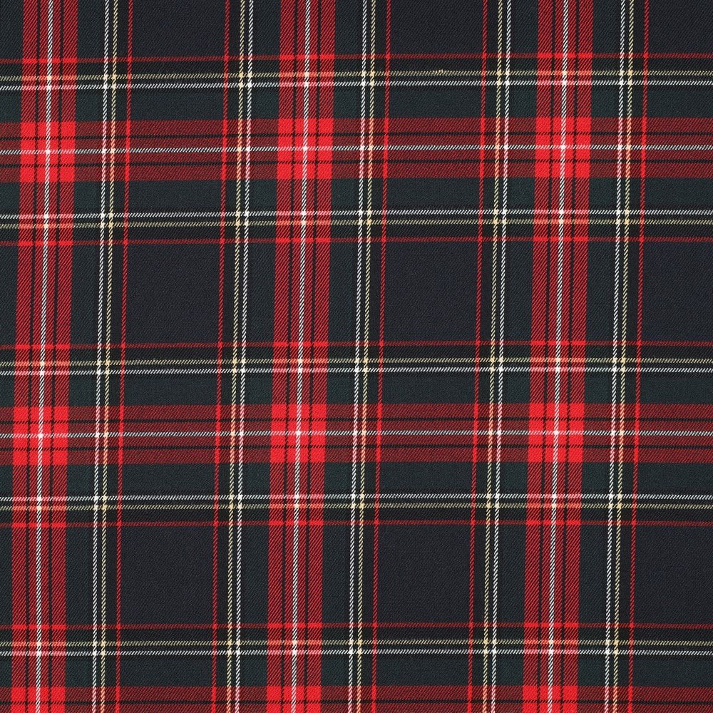 Suit fabric - black, red checkered 230 g/m²