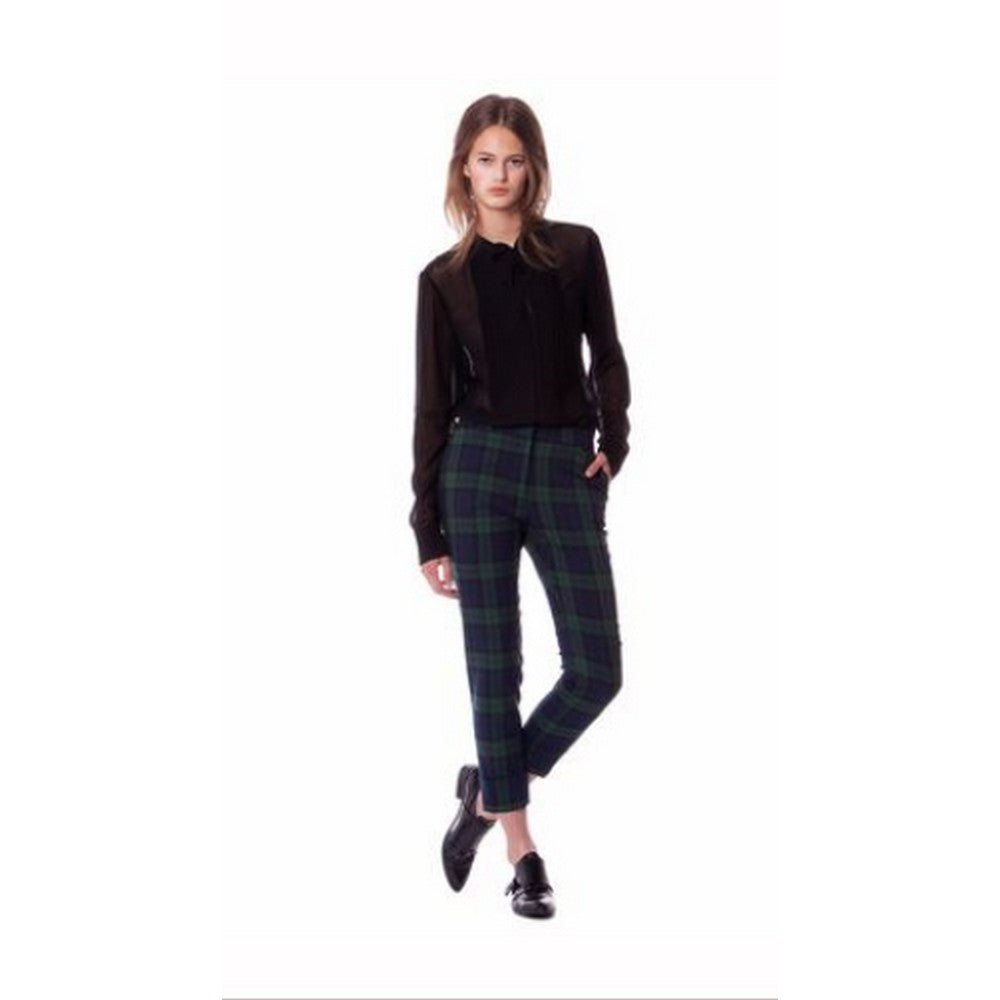 Suit fabric - blue, green plaid 230 g/m²