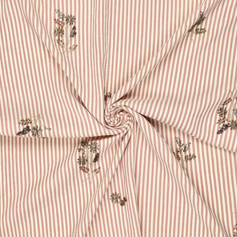 Image of shirt fabric with elastane - striped with embroidered beads 135 g/m² – available at Charlotte's Fabrics