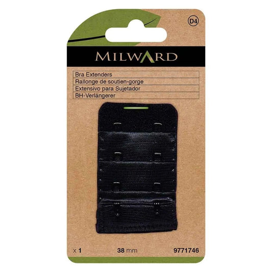 Milward bra band extender 38 mm, 2 hooks - black