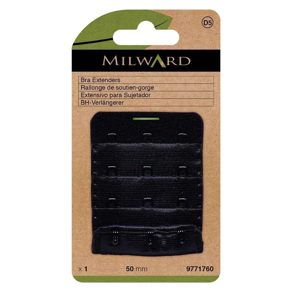 Przedłużka obwodu biustonosza Milward 50 mm, 3 haczyki - czarna