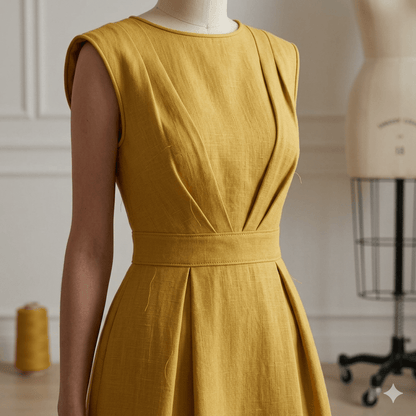 Image of linen fabric—mustard 235 g/m²—available at Charlotte's Fabrics
