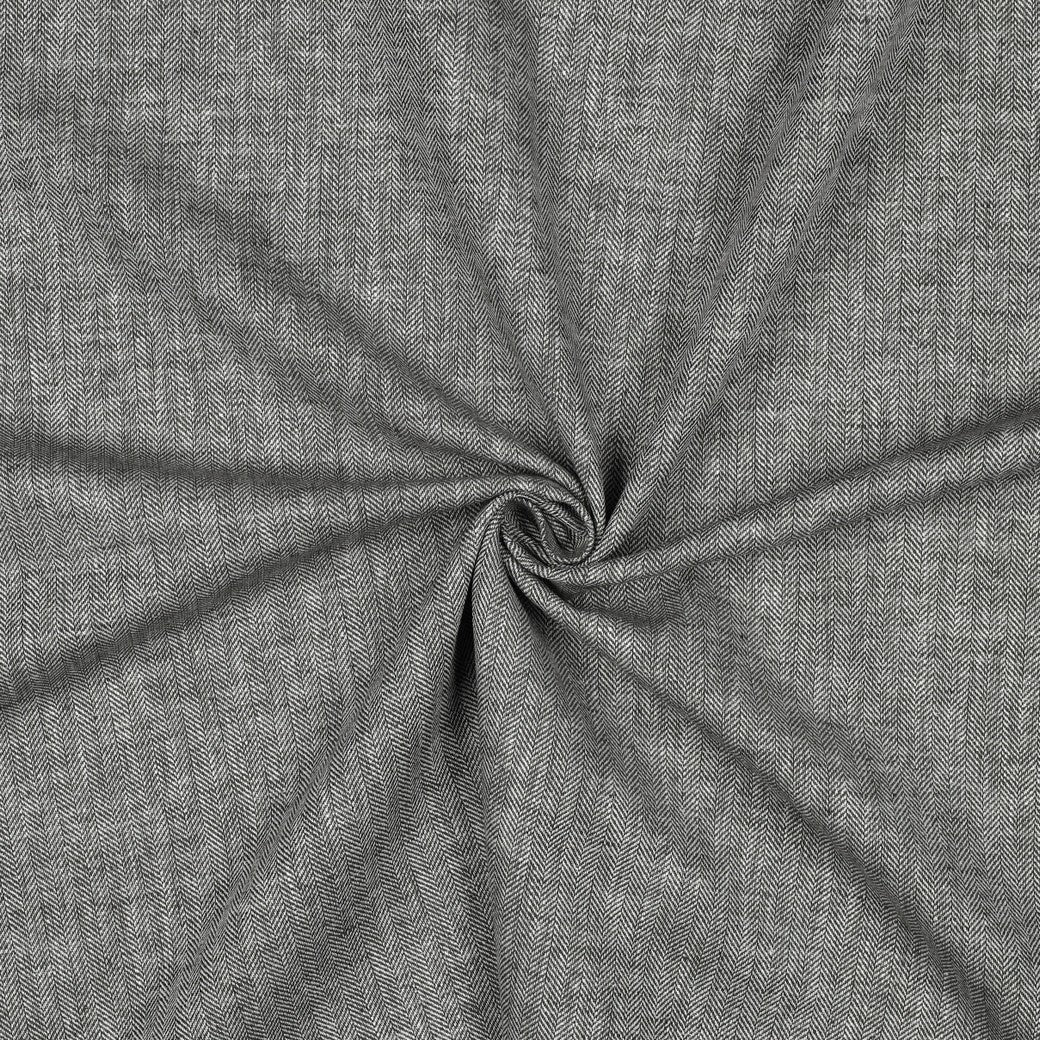 alt
Image of linen and cotton fabric in a herringbone pattern – gray with a slight green tint 170 g/m² – available at Šarlotes audumi