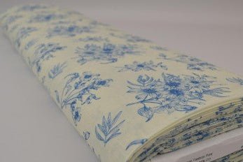Attēls ar Lins ar kokvilnu - zili ziedi 170 g/m² – pieejams Šarlotes audumi