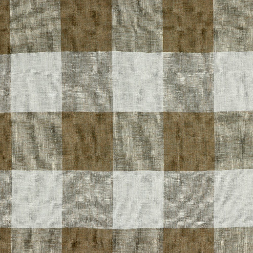 Linen with viscose - light brown checkered 145 g/m²