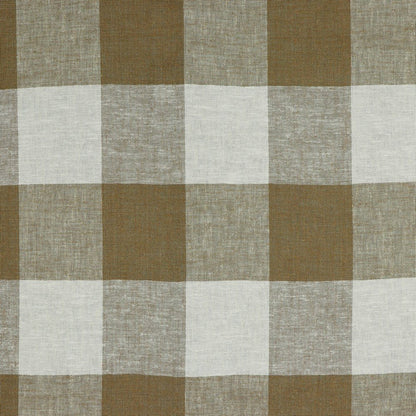 Linen with viscose - light brown checkered 145 g/m²