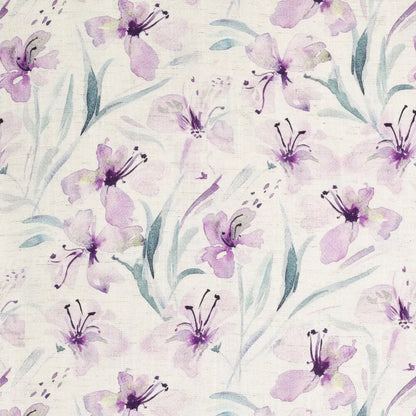 Linen with viscose - lilac flowers 200 g/m²
