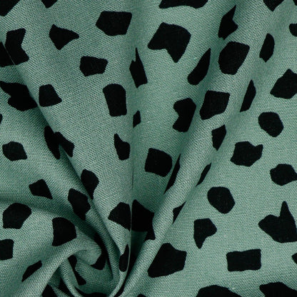 Lins ar viskozi - melni pukti uz tumši mint fona 180 g/m²