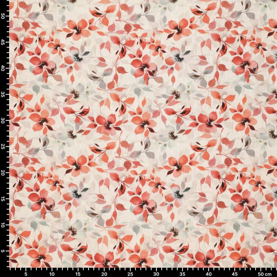 alt
Viscose linen with orange flowers 120 g/m²