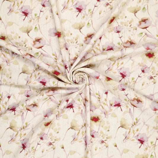 Image of linen with viscose - floral polka dots 120 g/m² – available at Šarlotes audumi