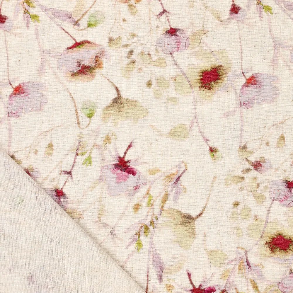 Image of linen with viscose - floral polka dots 120 g/m² – available at Šarlotes audumi