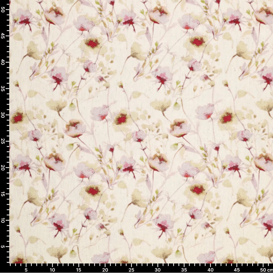 Image of linen with viscose - floral pea print 120 g/m² – available at Šarlotes audumi