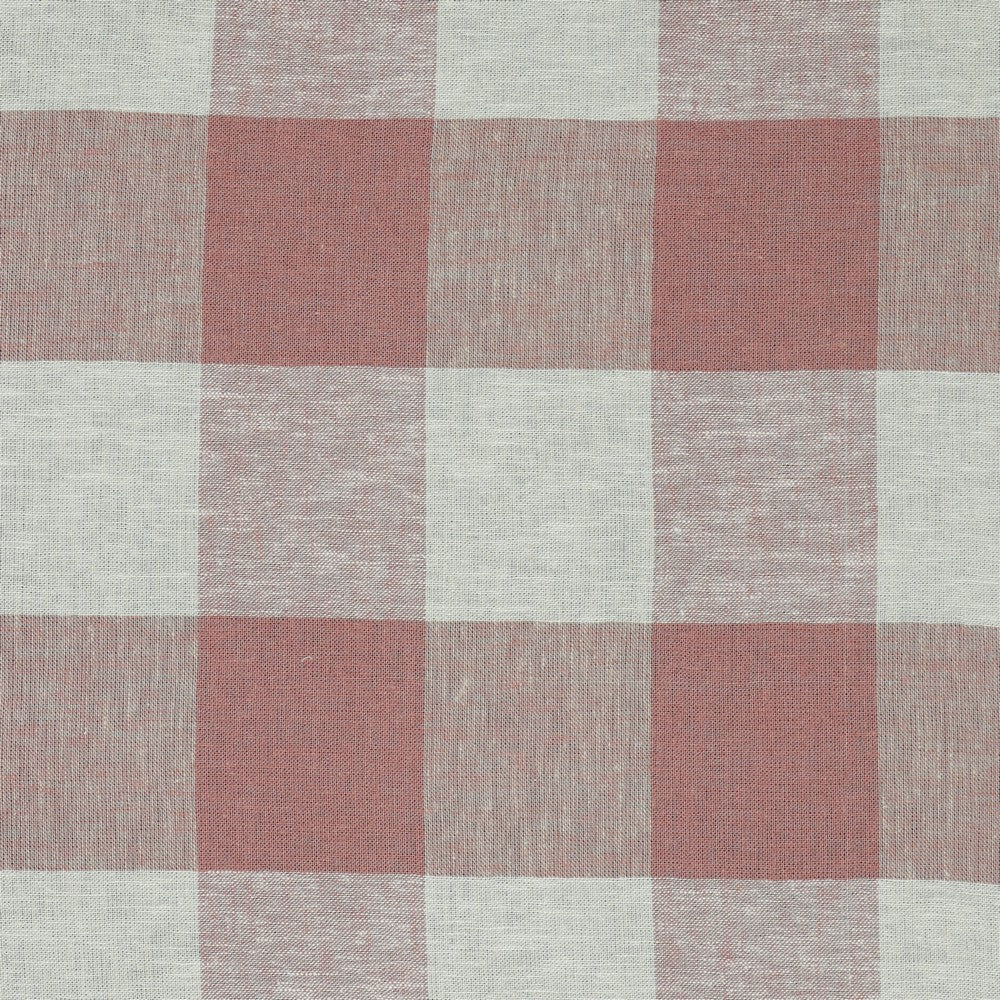 Linen with viscose - old pink checkered 145 g/m²