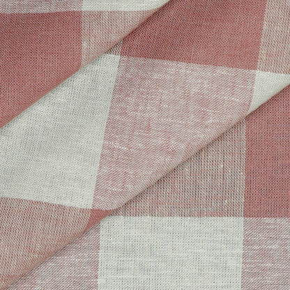 Linen blend with viscose - old pink checked 145 g/m²