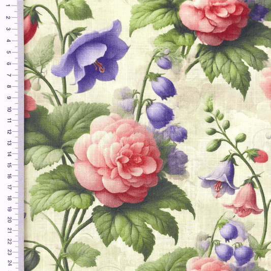Linen with viscose - floral serenade 200 g/m²