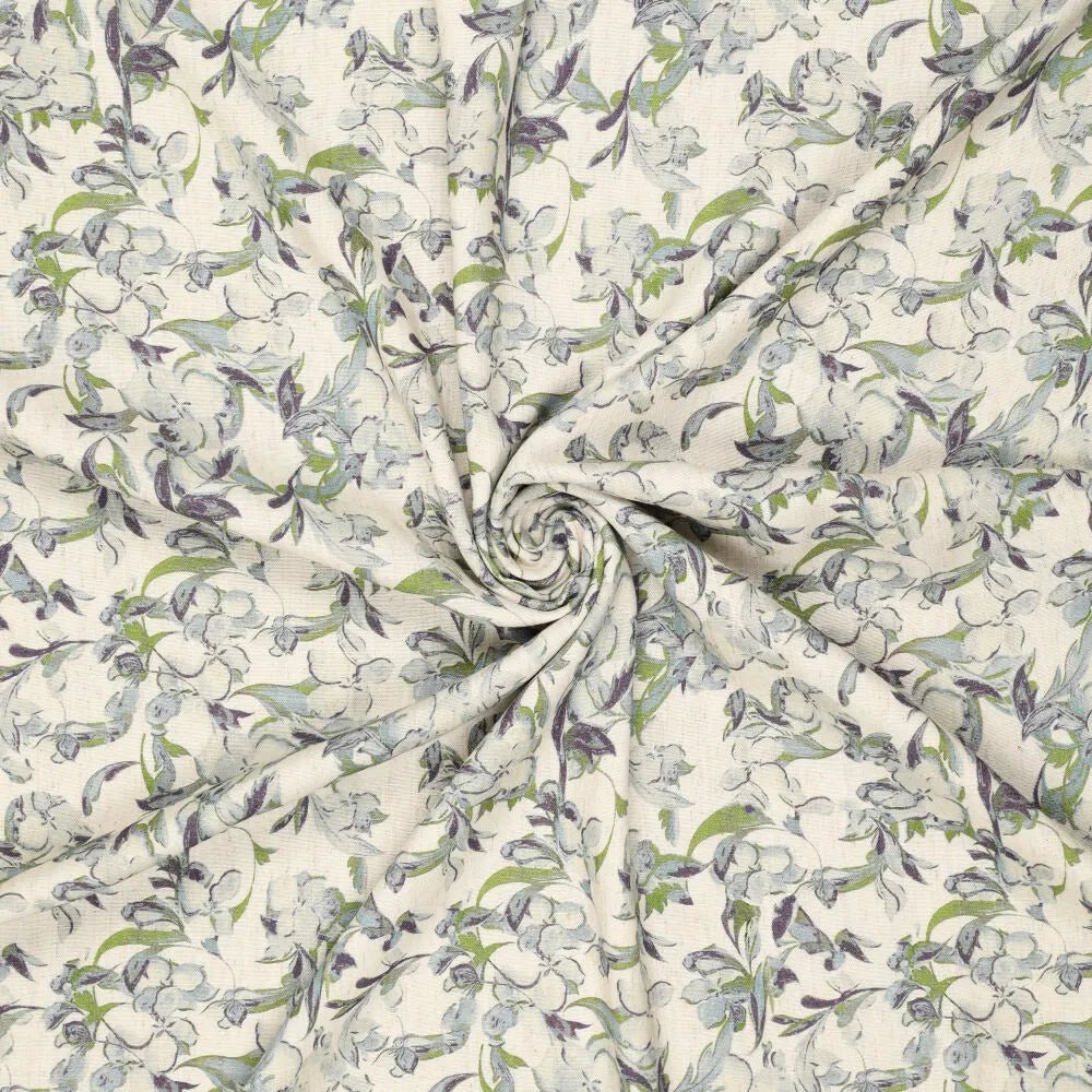 alt
Image of linen with viscose - blue-green leaf motif 120 g/m² – available at Šarlotes audumi