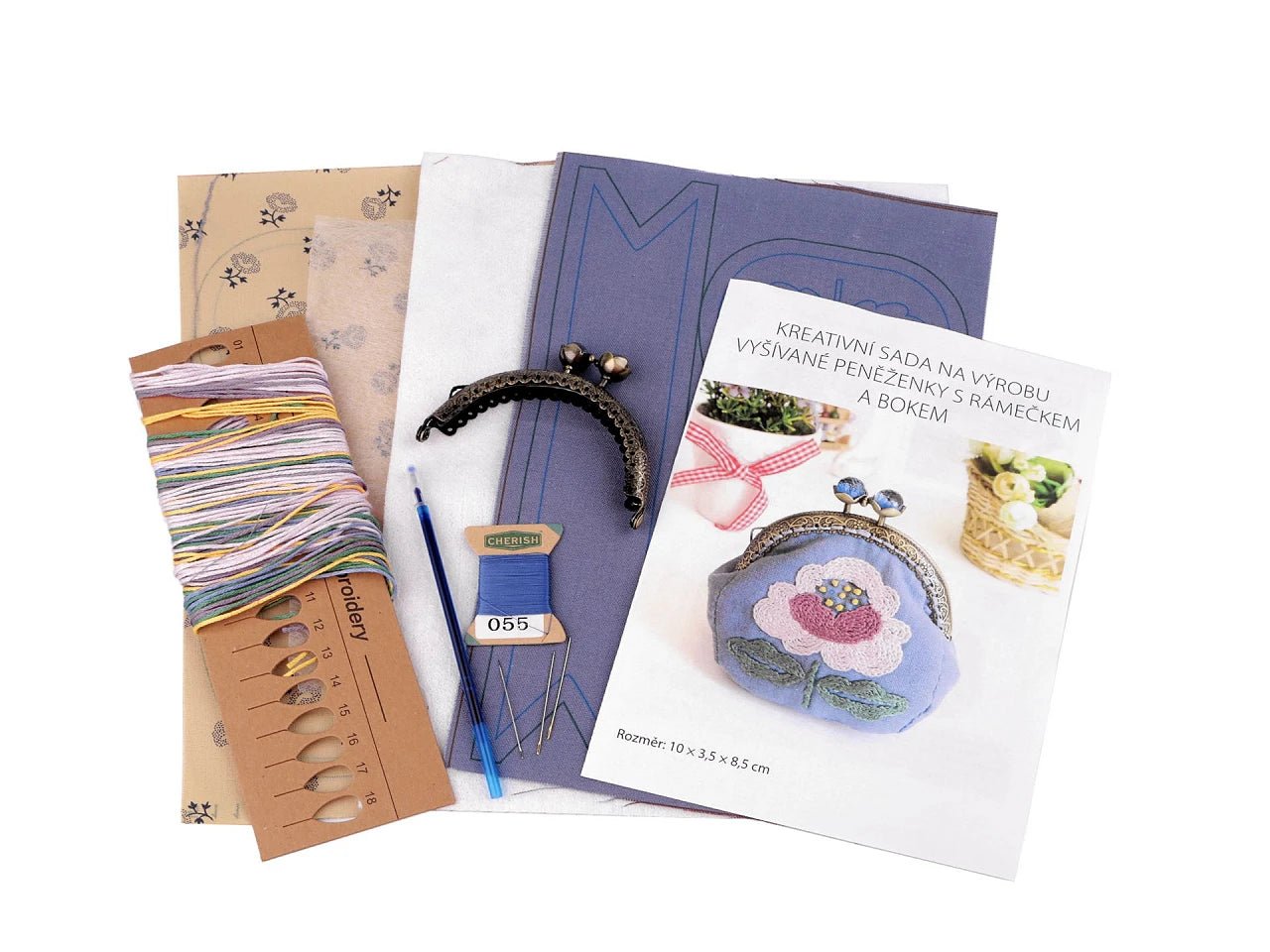 Purse embroidery kit with metal frame | blue