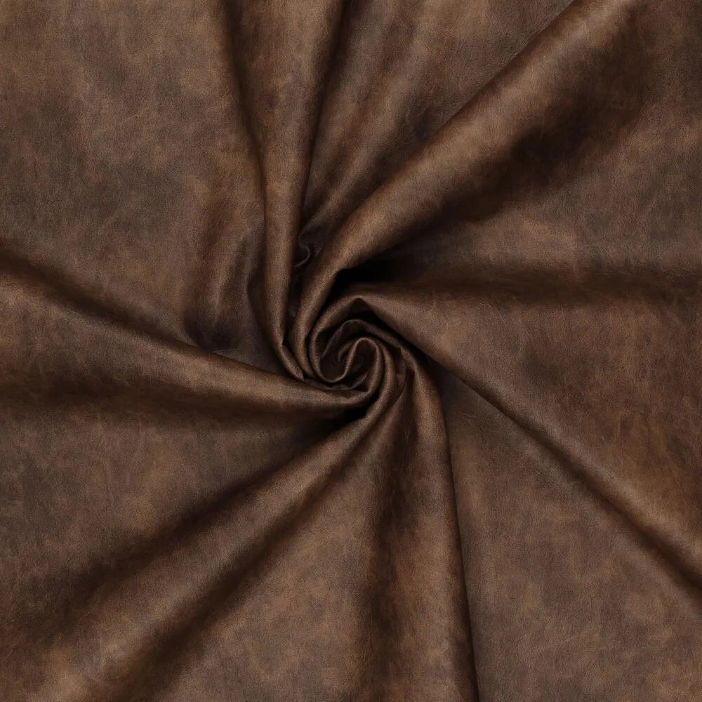 Image of synthetic leather with a vintage leather effect - brown 390 g/m² – available at Charlotte's Fabrics