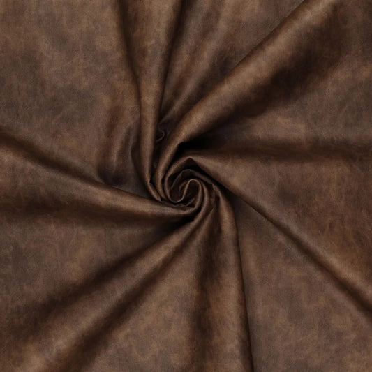 Image of synthetic leather with a vintage leather effect - brown 390 g/m² – available at Charlotte's Fabrics