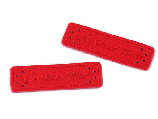 Attēls ar Mākslīgās ādas etiķetes Hand made 5 gb. sarkanas – pieejams Šarlotes audumi