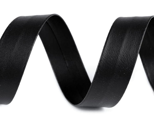 Bias tape made of faux leather 20 mm - black