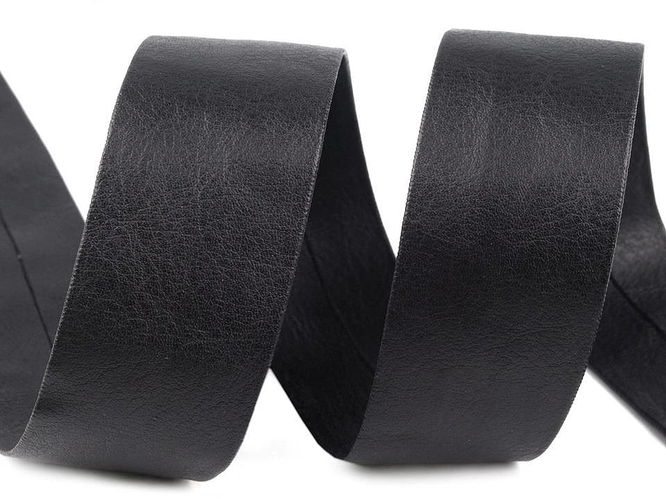 Faux leather bias tape 30 mm - black