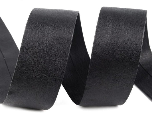 Faux leather bias tape 30 mm - black