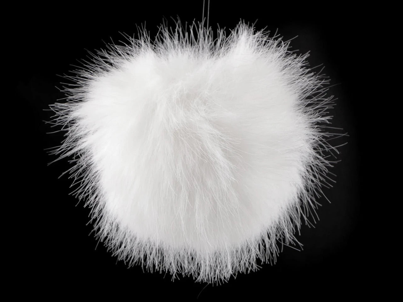 Faux fur pom-pom with loop Ø11 cm - white