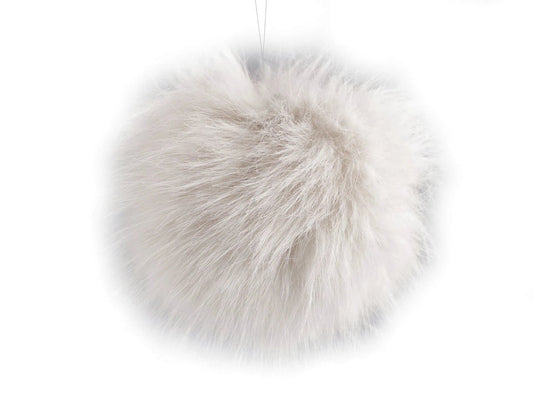 Faux fur pompom with loop Ø11 cm - beige