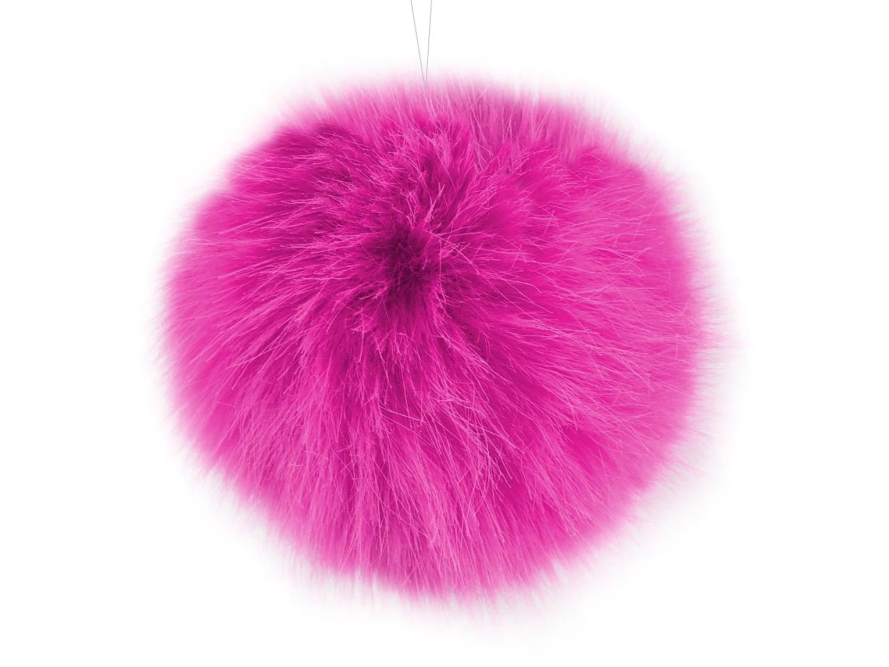 Artificial fur pom-pom with loop Ø11 cm - bright pink