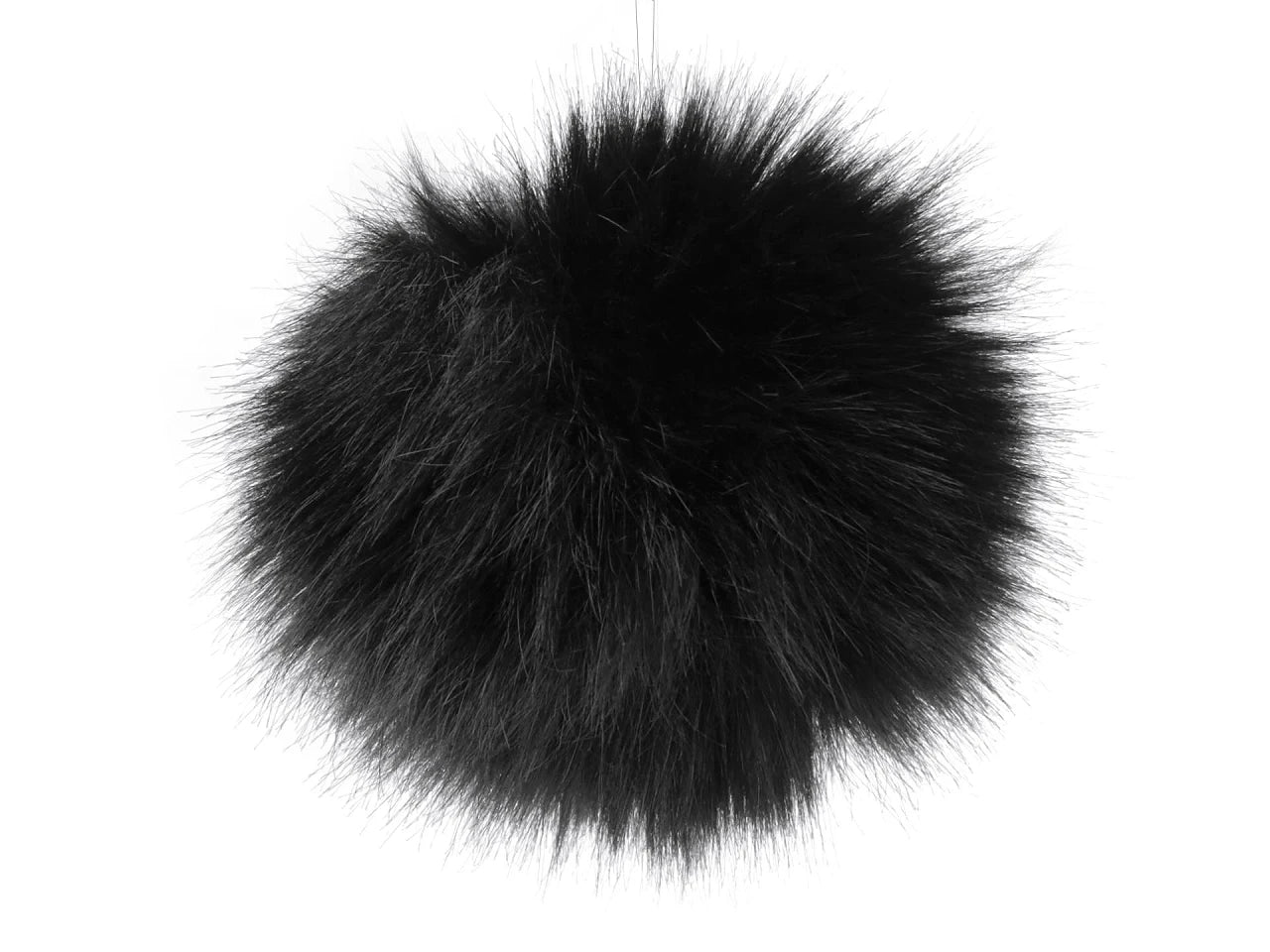 Faux fur pompom with loop Ø11 cm - black