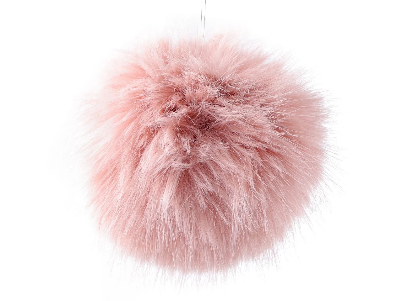 Artificial fur pompom with loop Ø11 cm - powder pink
