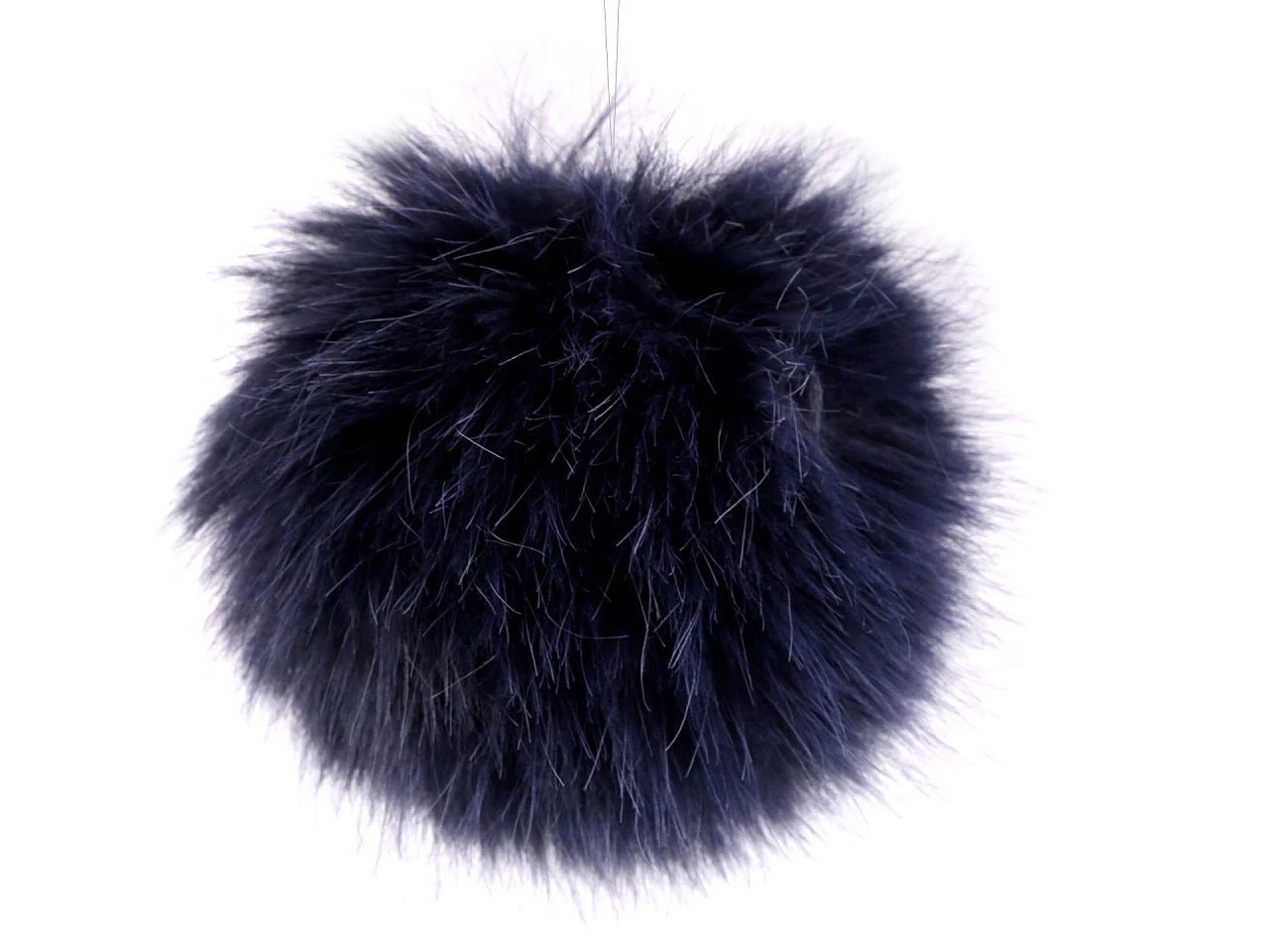 Artificial fur pom-pom with loop Ø11 cm - dark blue
