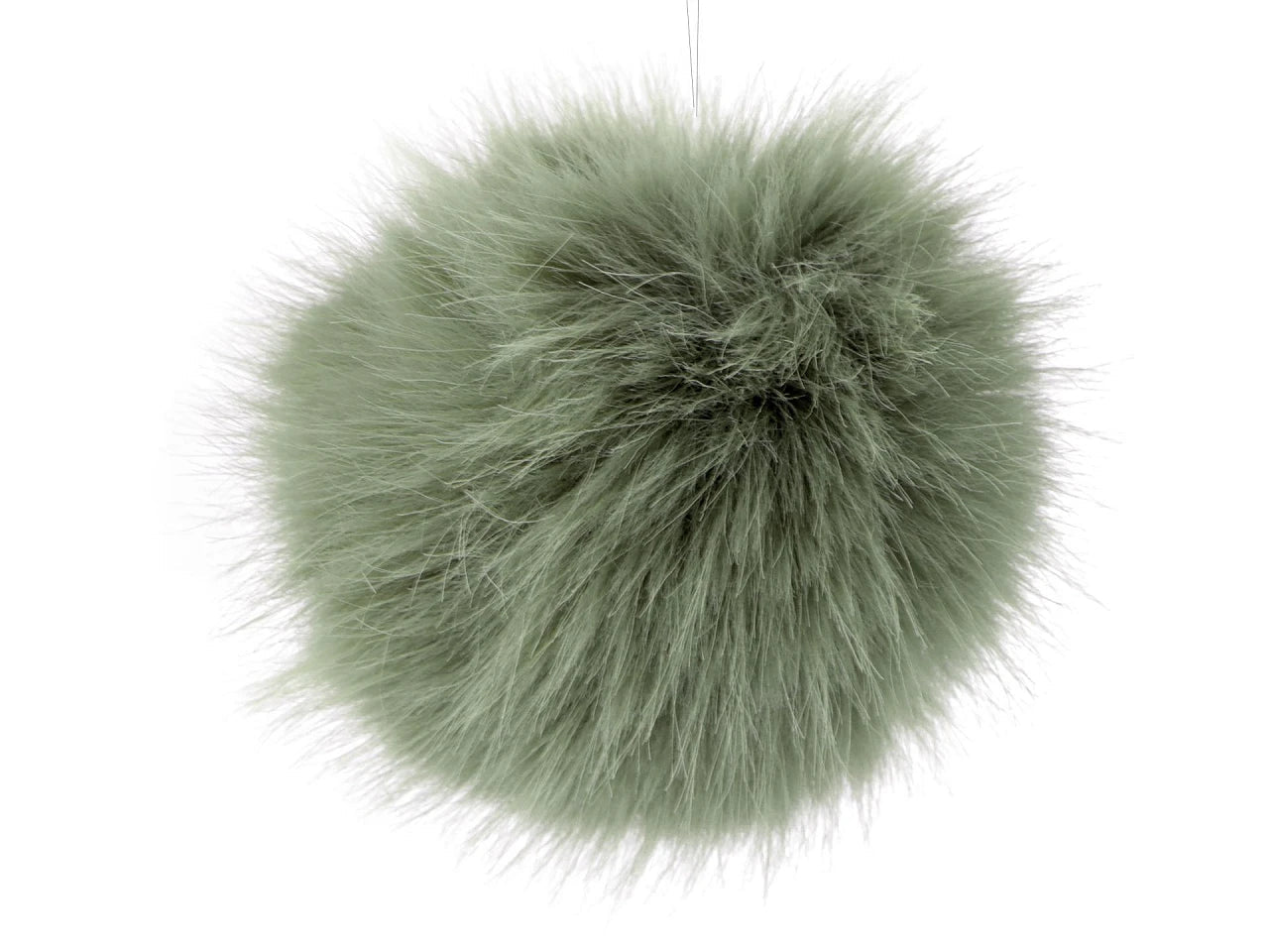Artificial fur pom-pom with loop Ø11 cm - green