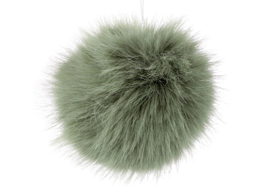 Artificial fur pom-pom with loop Ø11 cm - green