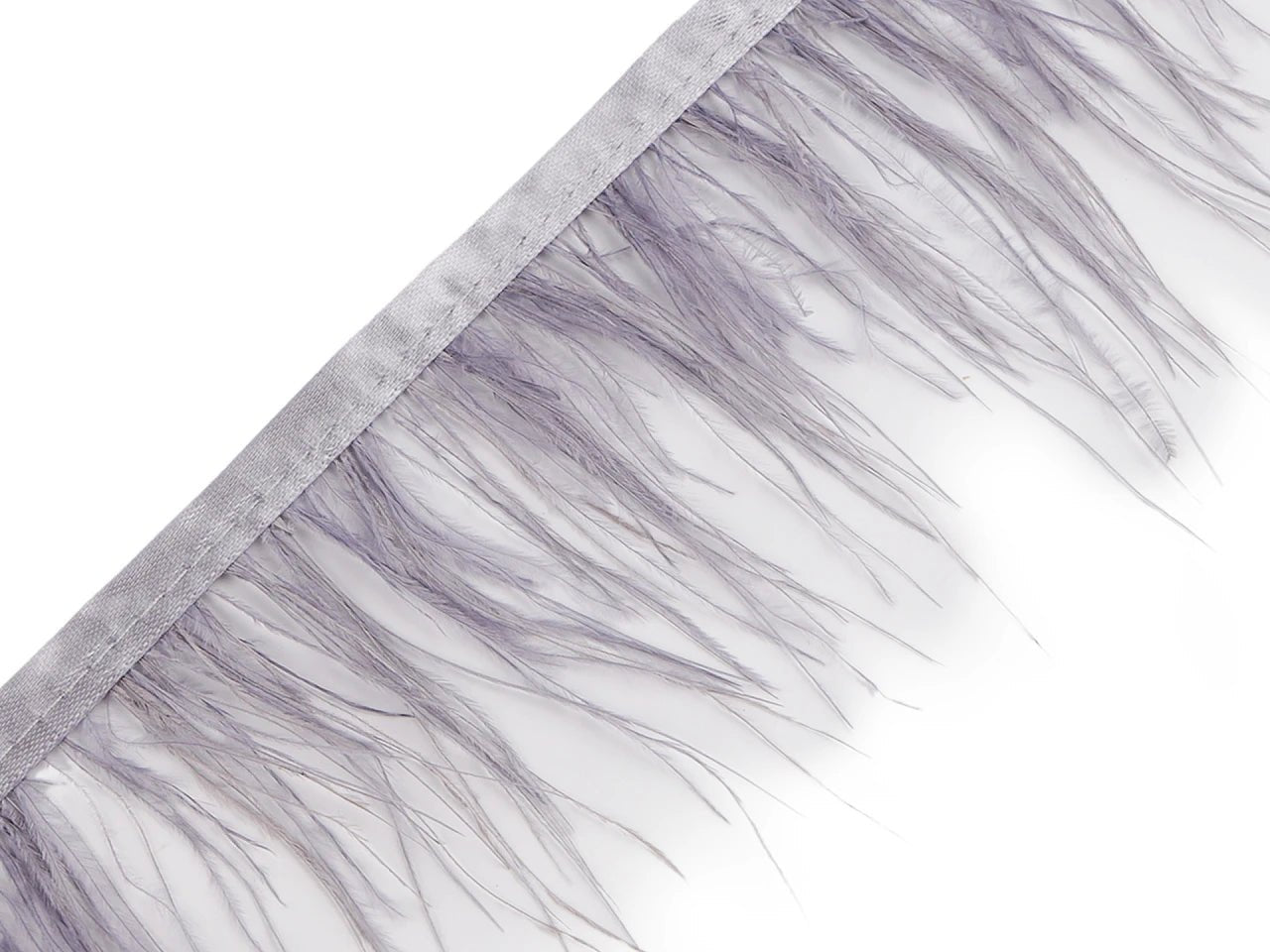Marabou feather trim tape - grey (50 cm pack)