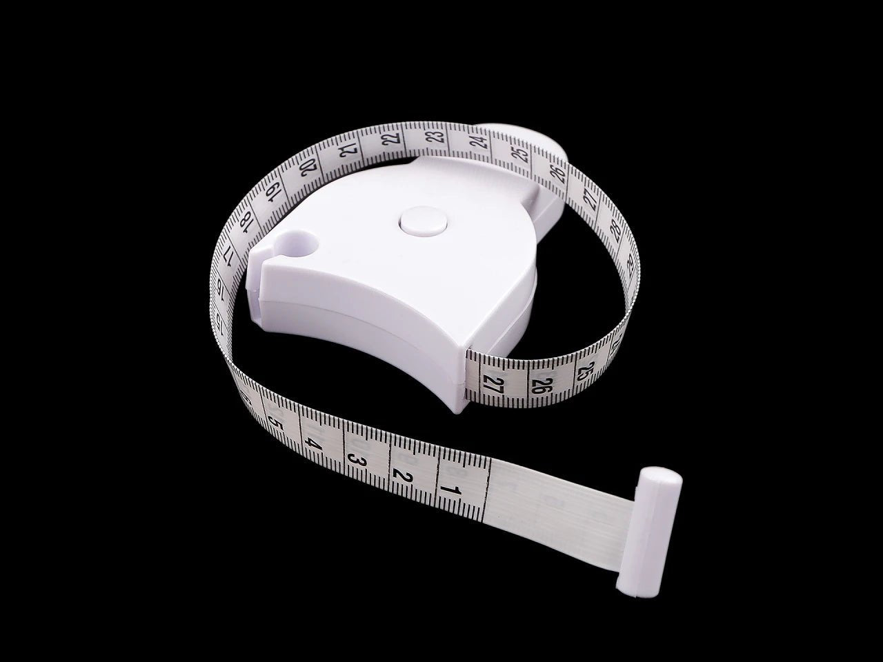 Image of a 150 cm tape measure for measuring circumference – available at Charlotte's Fabrics