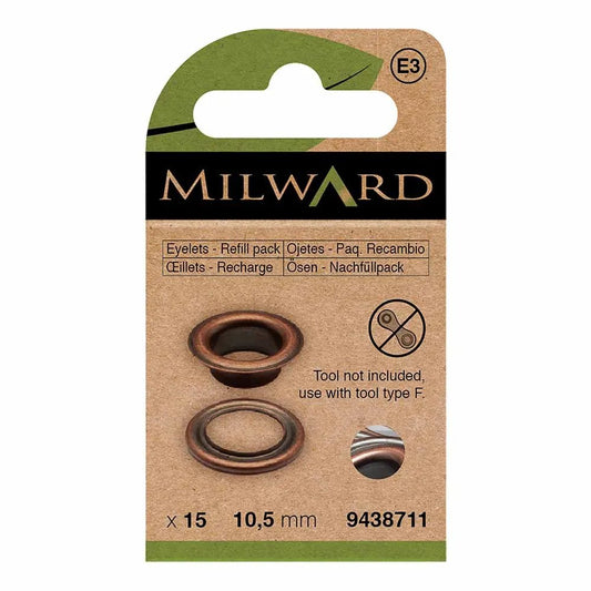 Metal rings, eyelets 10.5 mm (15 pcs) Milward - antique
