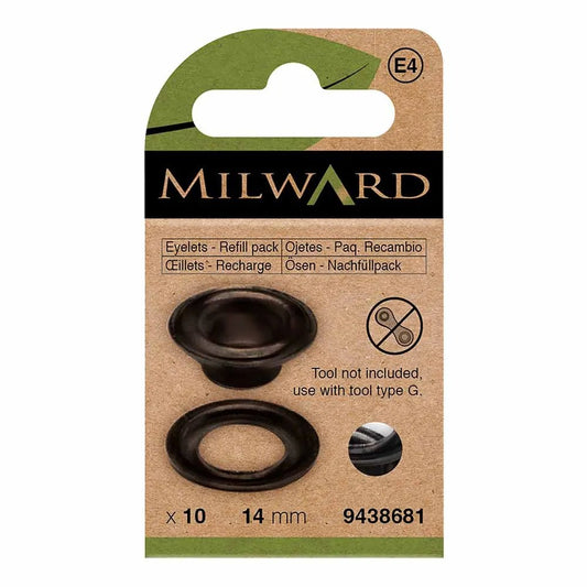 Metal rings, eyelets 14 mm (10 pcs.) Milward - black