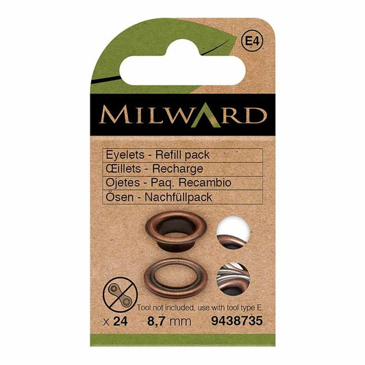 Metal rings, eyelets 8.7 mm (24 pcs.) Milward - antique