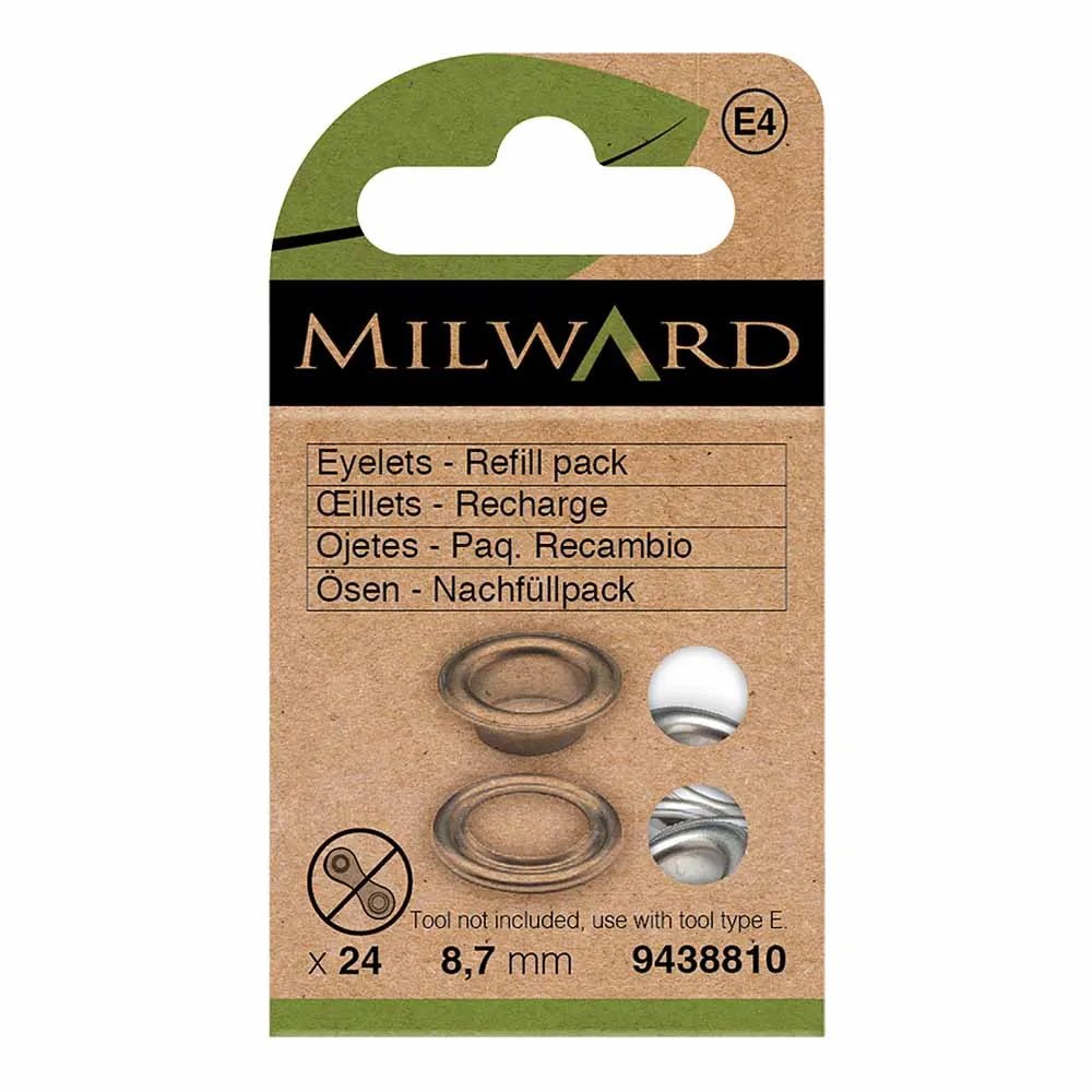 Metāla gredzeni, Luversi 8.7 mm (24 gab.) Milward - sudraba