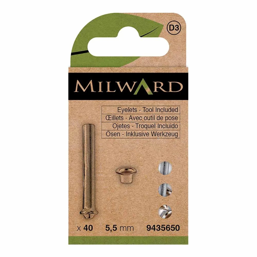 Metāla grommets with tool Ø 5.5mm (40 pcs.) Milward - silver