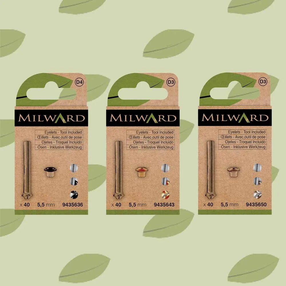 Metal eyelets with tool Ø 5.5mm (black, 40 pcs.) Milward - black