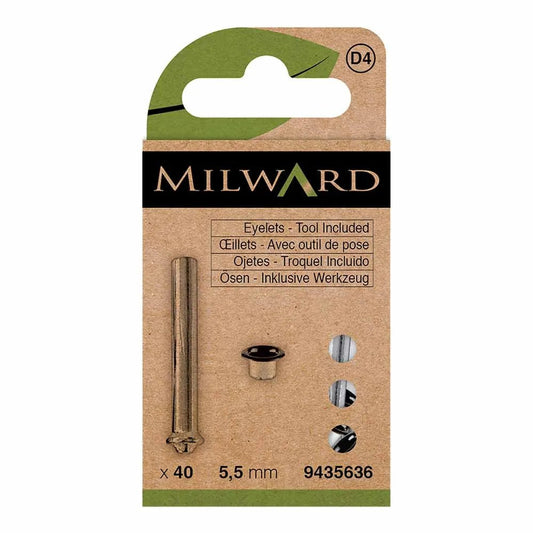 Metal eyelets with tool Ø 5.5mm (black, 40 pcs.) Milward - black