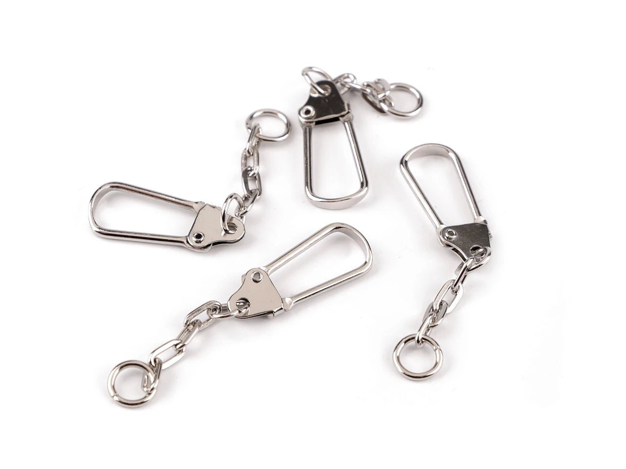 Image of metal carabiner with chain| 11 x 26 mm 10 pcs.|assorted shades – available at Šarlotes audumi