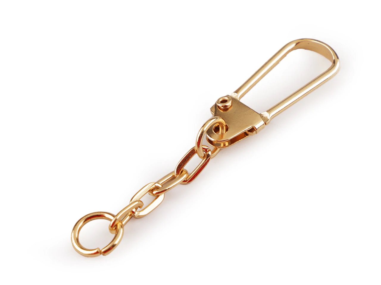 Image with metal carabiner with chain | 11 x 26 mm 10 pcs. | assorted shades – available at Šarlotes audumi