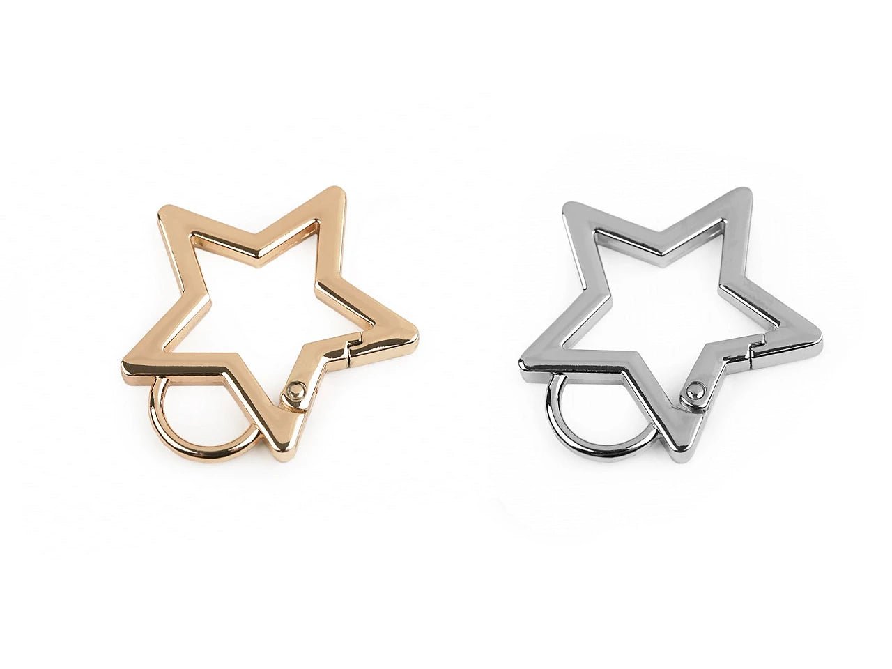 Image of metal star-shaped carabiner – 12 mm|assorted shades – available at Šarlotes audumi