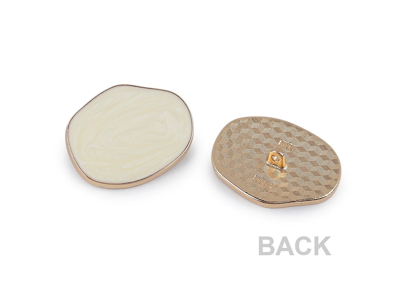Image of a metal shank button – available at Charlotte Fabrics