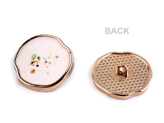 Metal shank buttons 15 mm - gold with glitter